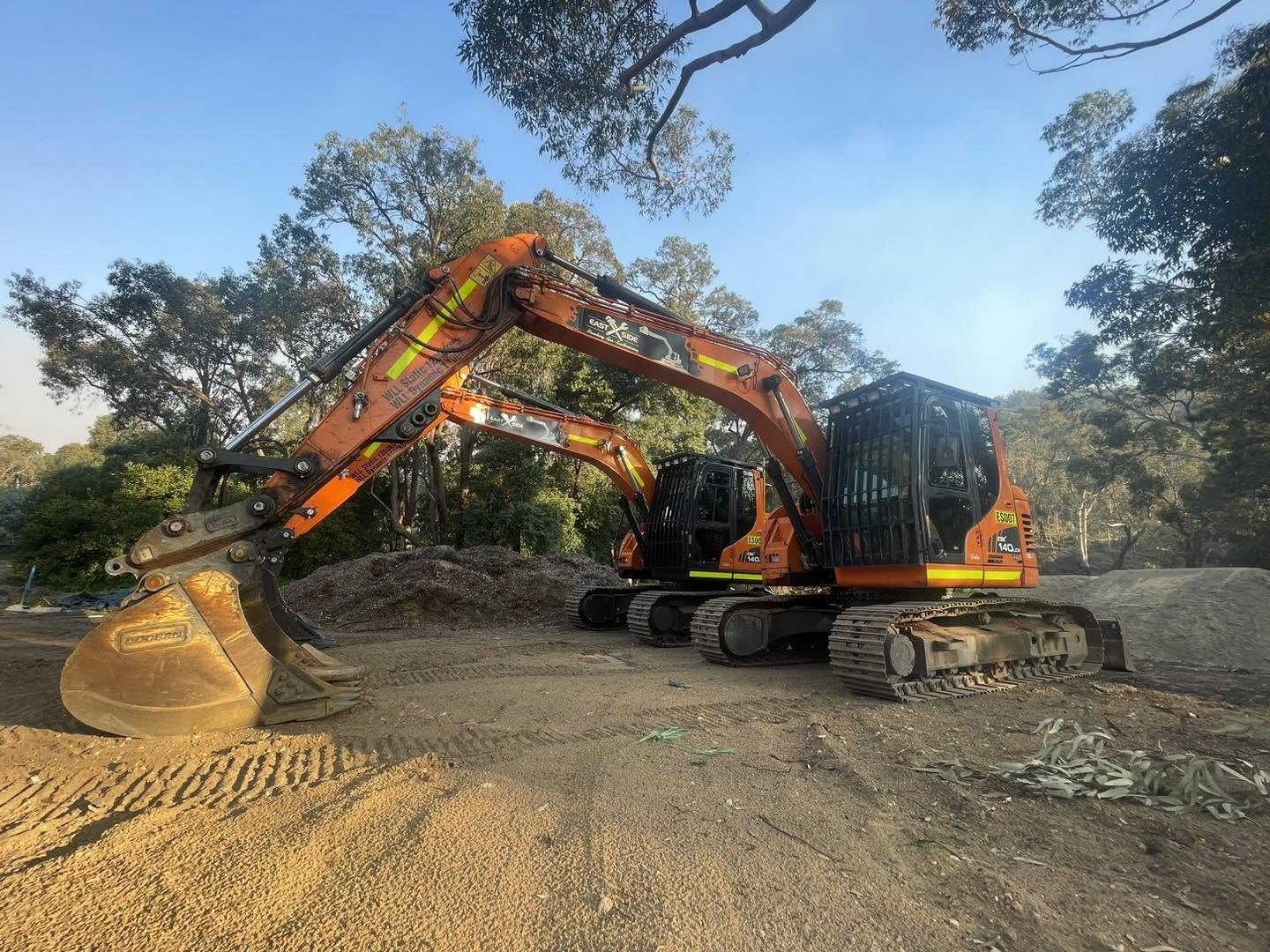 Gidge Civil excavators on a Perth Hills earthworks site