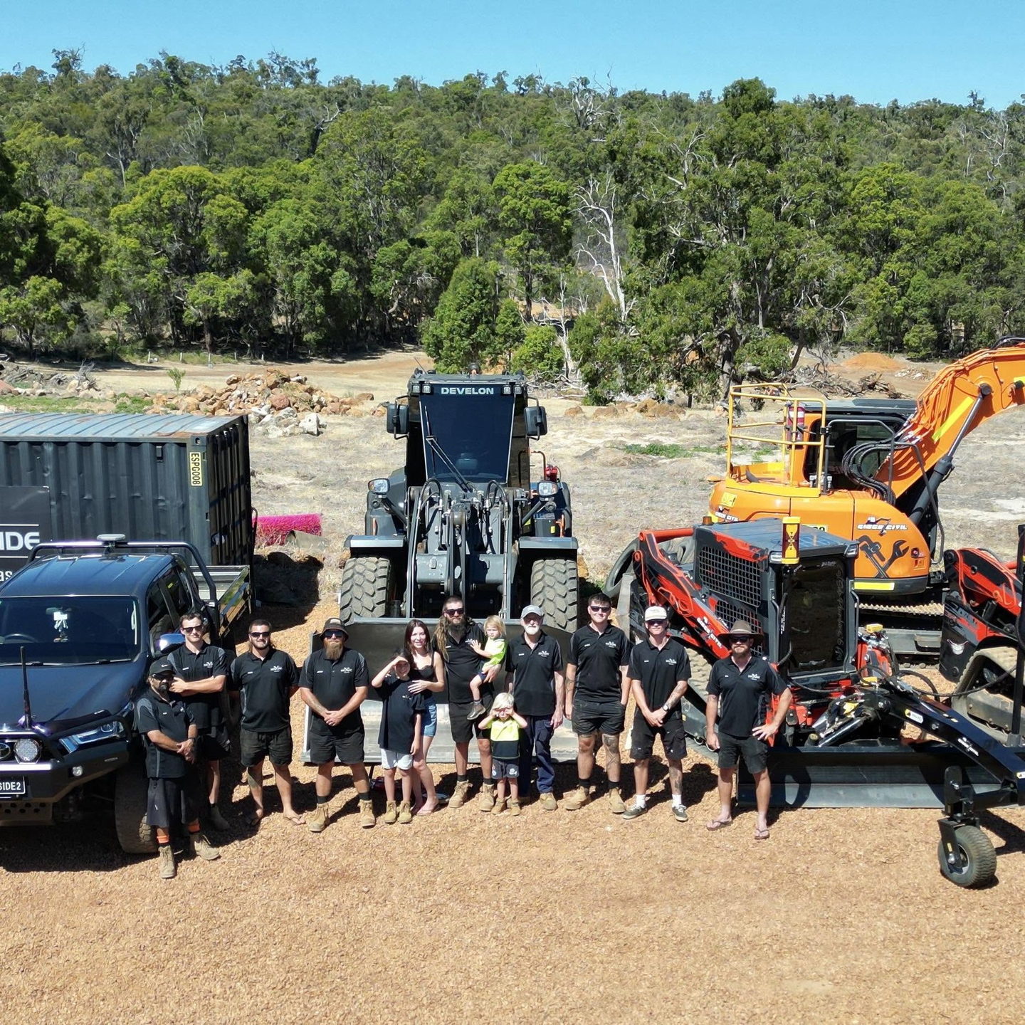 The Gidge Civil crew with their trucks and machinery