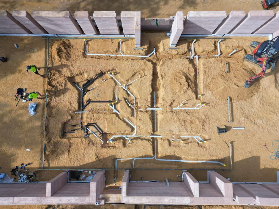 Leach drain and septic prelay from above